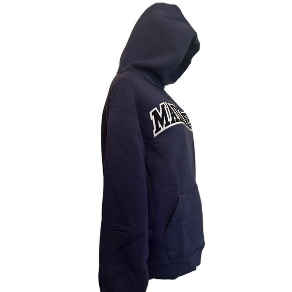 Madhappy Unisex Appliqué Wave Fleece Hoodie Navy Medium NEW - Picture 3 of 9